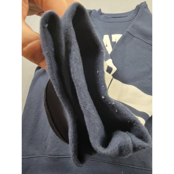 Seattle Sweatshirt Mens XL Navy Blue Fleece Crewneck Pullover Striped Sleeves - Picture 5 of 11